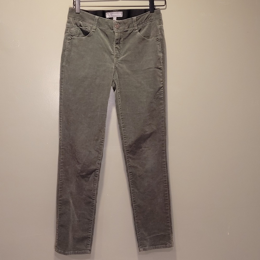 Wit And Wisdom Corduroy Straight Leg Pants, Women's Size 4, Sage Green Gray